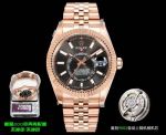 AR Factory Rolex Sky-Dweller 42mm 9002 Movement Grey Face Rose Gold Jubilee Band Watch